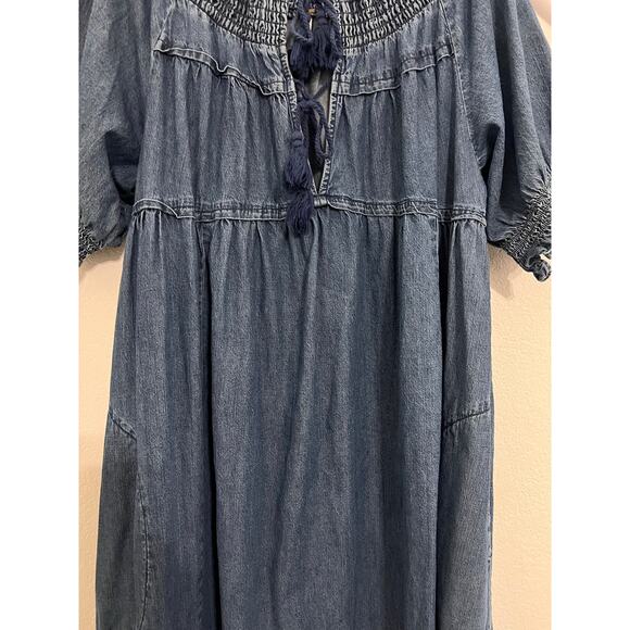 Free People Maxi Dress Womens XL Blue Boho Chic Cottagecore Whimsy Cowgirl - Picture 11 of 15